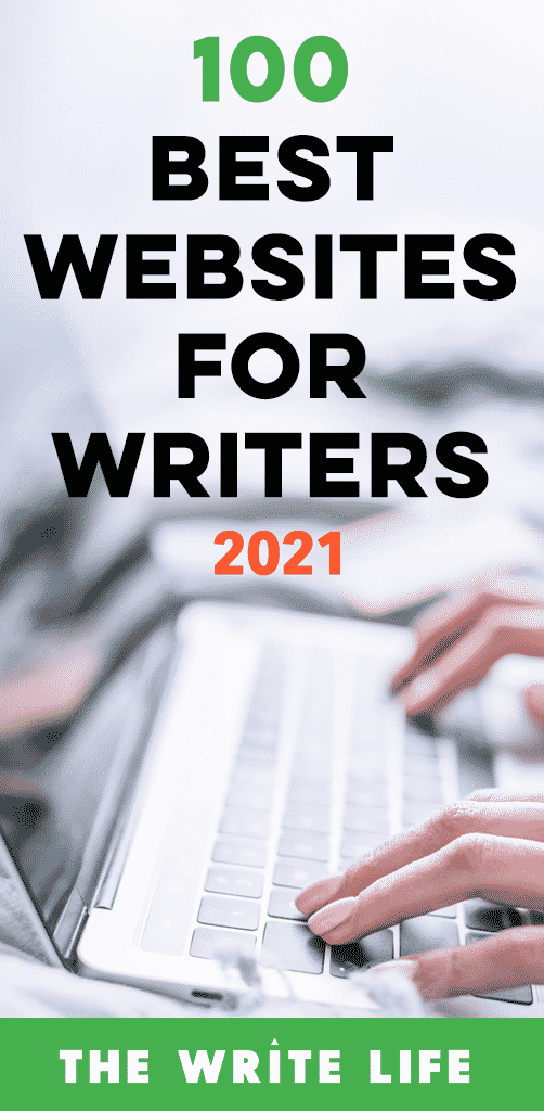 图片上有人在键盘上打字，上面写着“2021年作家最佳100个网站”